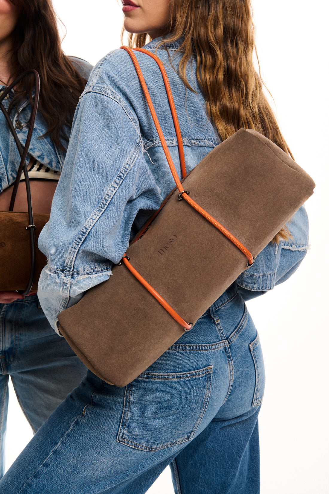 Pari Pari Bag Beige Suede Orange Handle